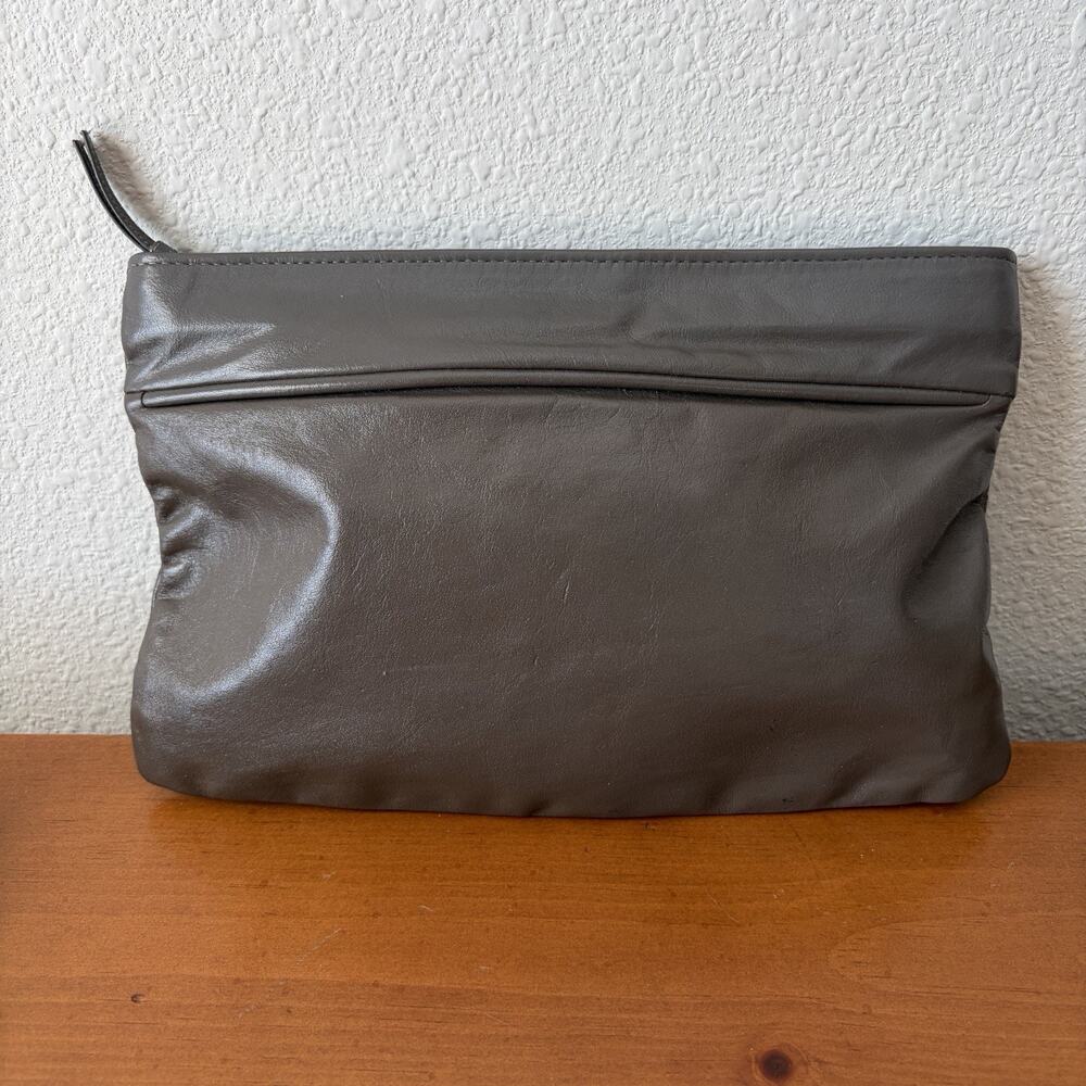 Antonia Designs Vintage Leather Clutch, zip closure top, classic, retro, glam